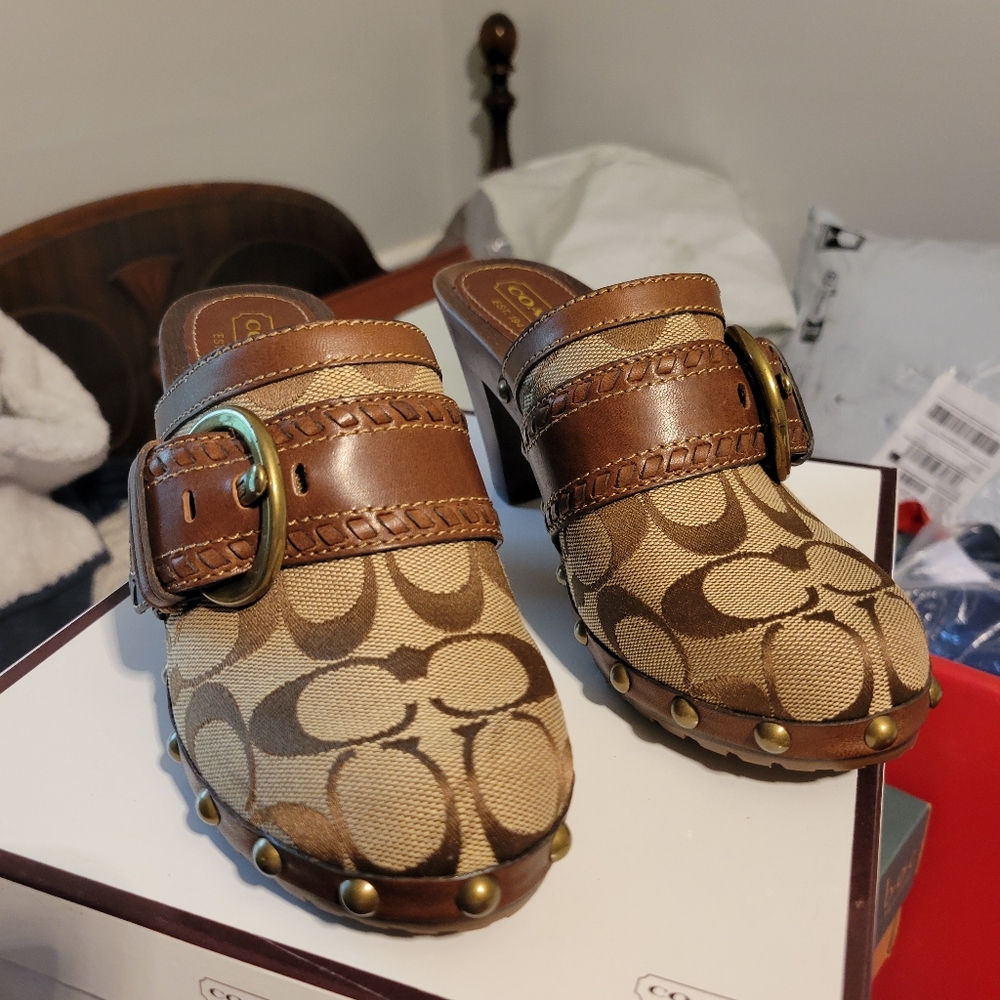 Coach Sable Khaki Studded Mule